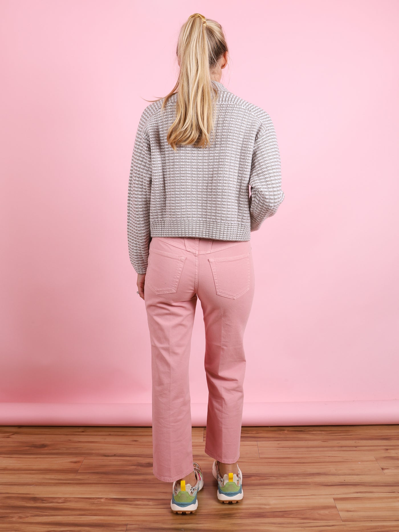 Cropped Rickrack V-Neck Sweater