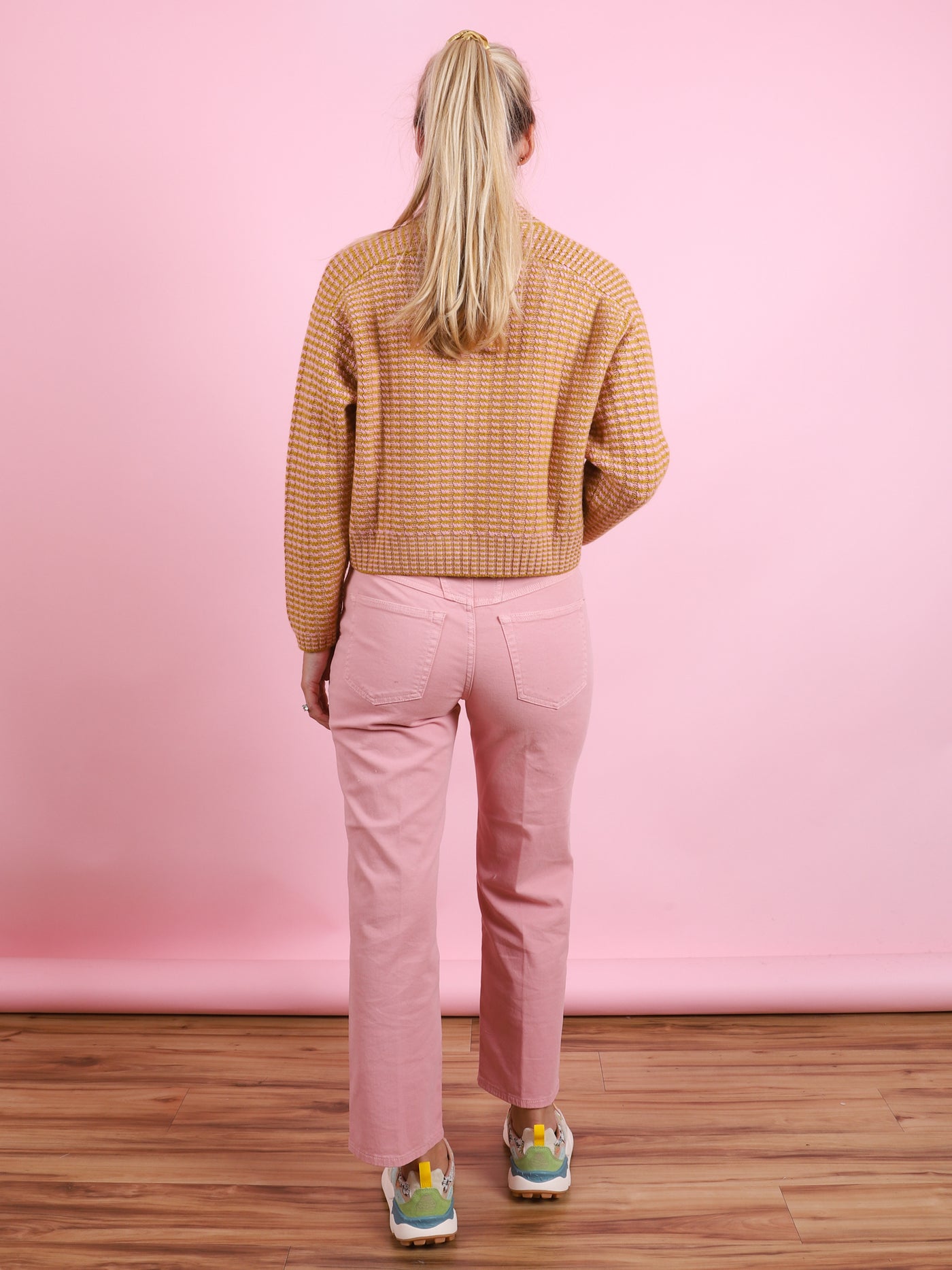 Cropped Rickrack V-Neck Sweater