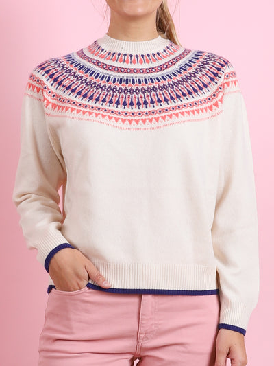 Fair Isle Yoke Crew Sweater