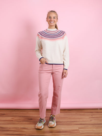Fair Isle Yoke Crew Sweater