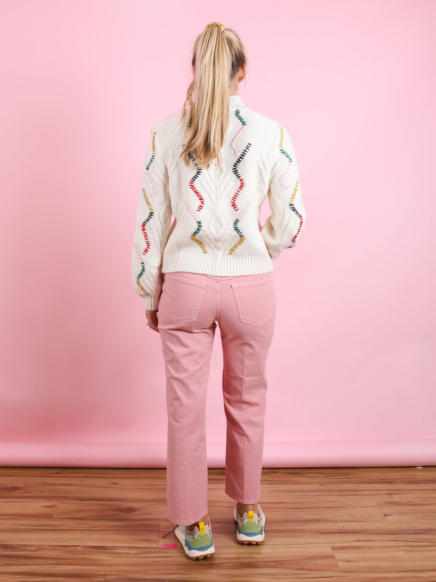 Overstitch Cable Turtleneck Sweater