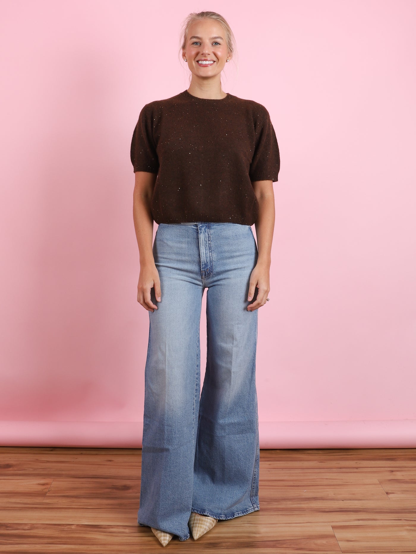 Short Sleeve Sparkle RD Sweater