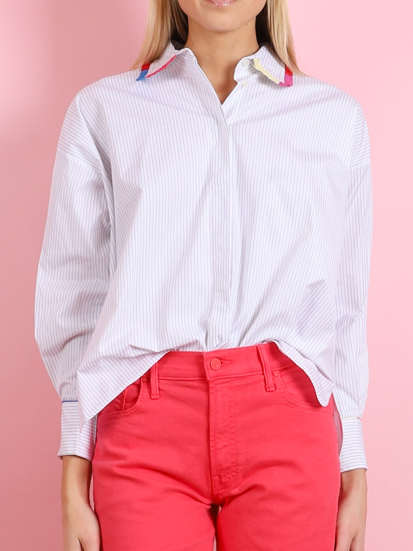 LONG SLEEVE SHIRT WITH FRILLS ALONG COLLAR