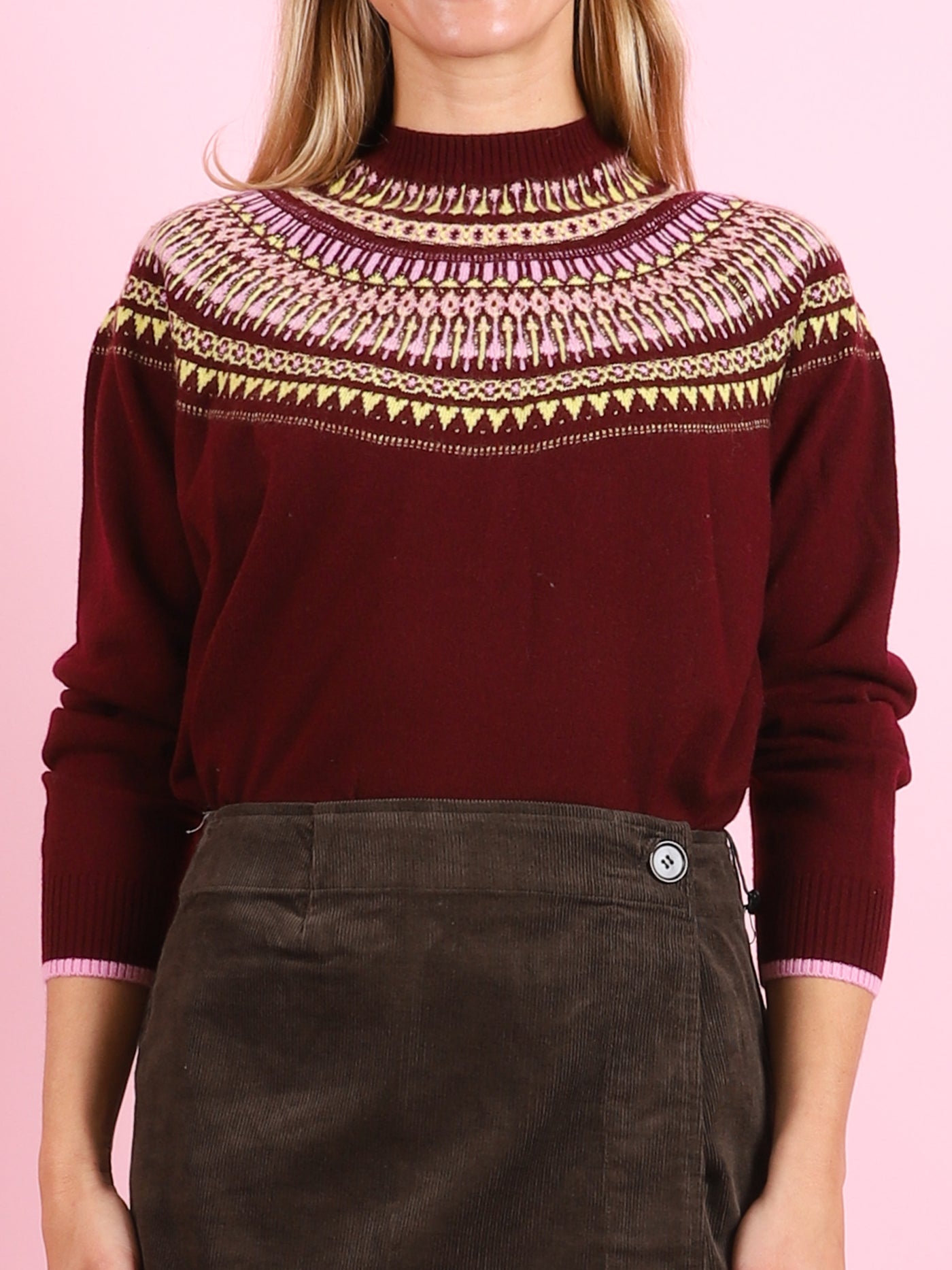 Fair Isle Yoke Crew Sweater