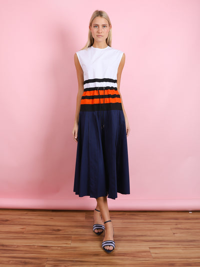 SLEEVELESS ORANGE STRIPE DRESS