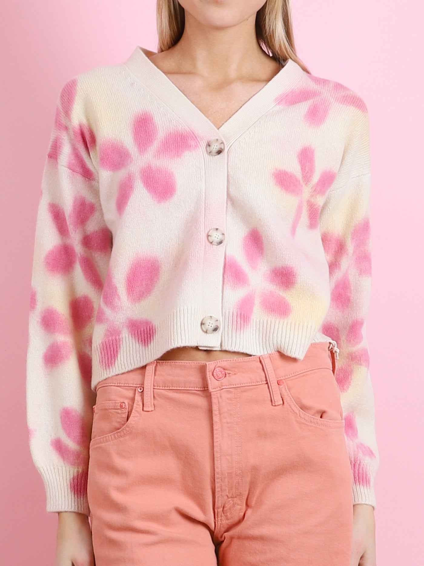 FLOWER POWER DYED CROP CARDIGAN