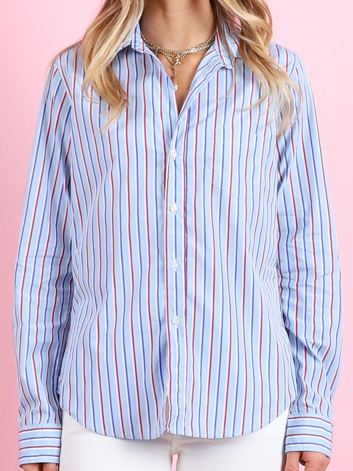 Barry Shirt in Light Blue & Red Stripe – CabanaCanary