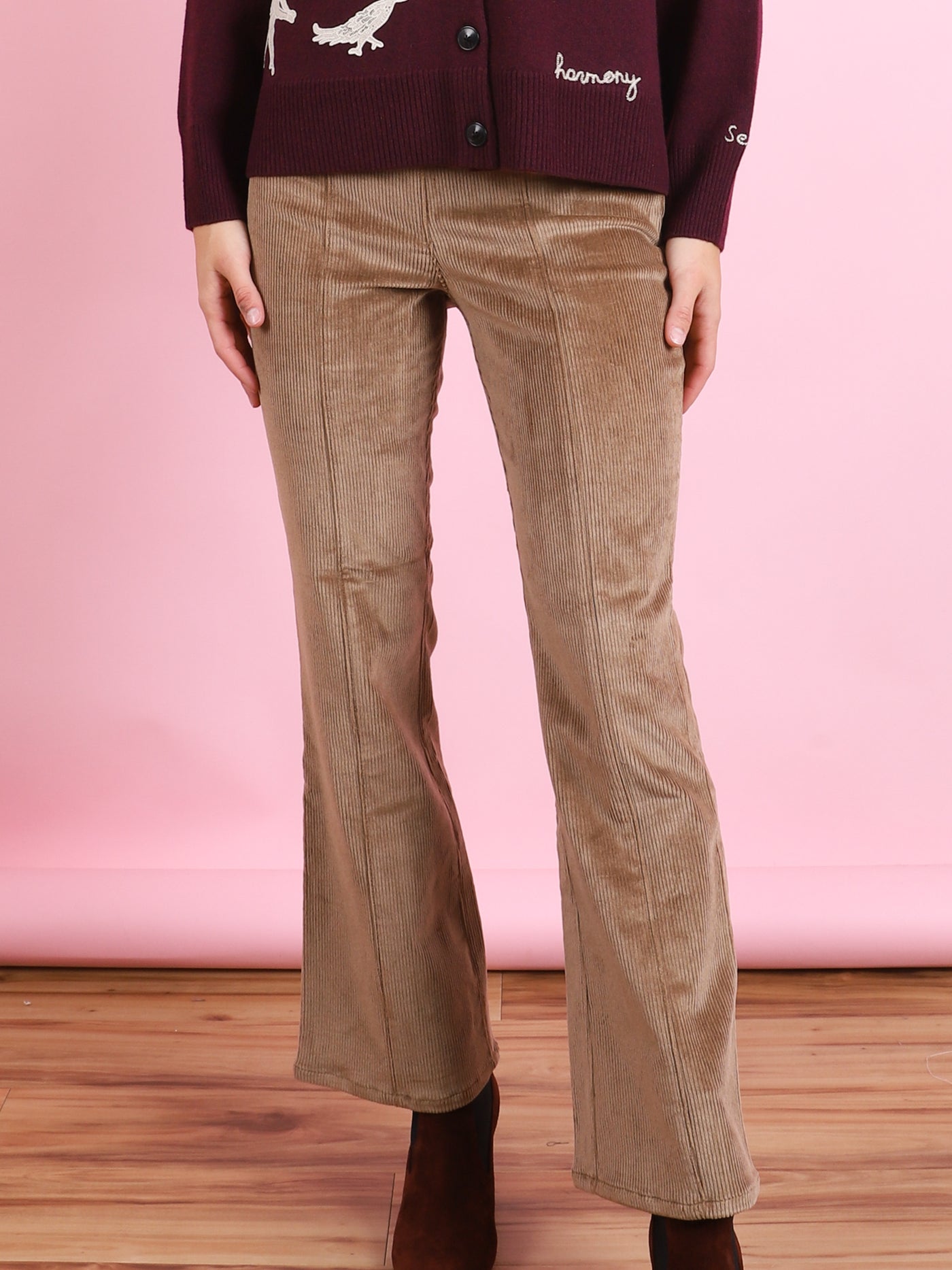 Ankle Flare Princess Seam Corduroy Legging