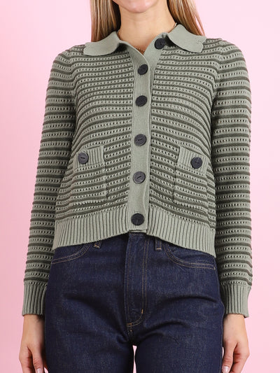 Striped Mesh Cardigan