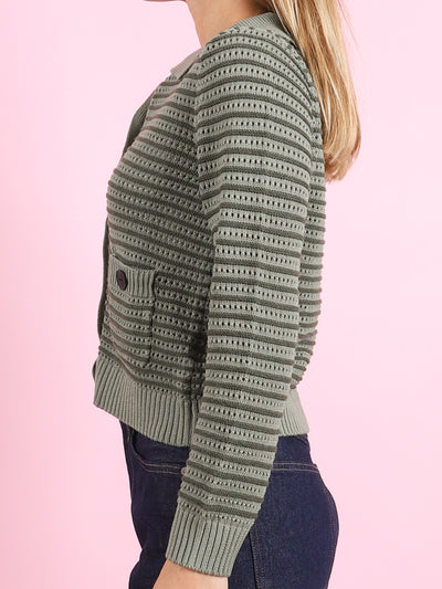 Striped Mesh Cardigan