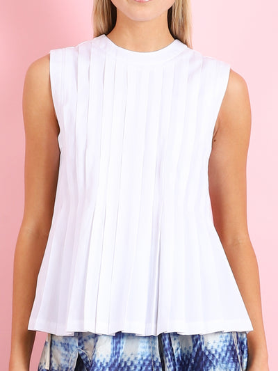 WHITE SLEEVELESS BLOUSE