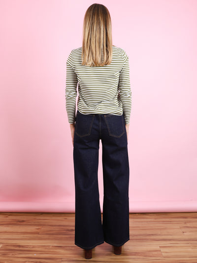 The Modern Stripe Long Sleeve Tee in Olive