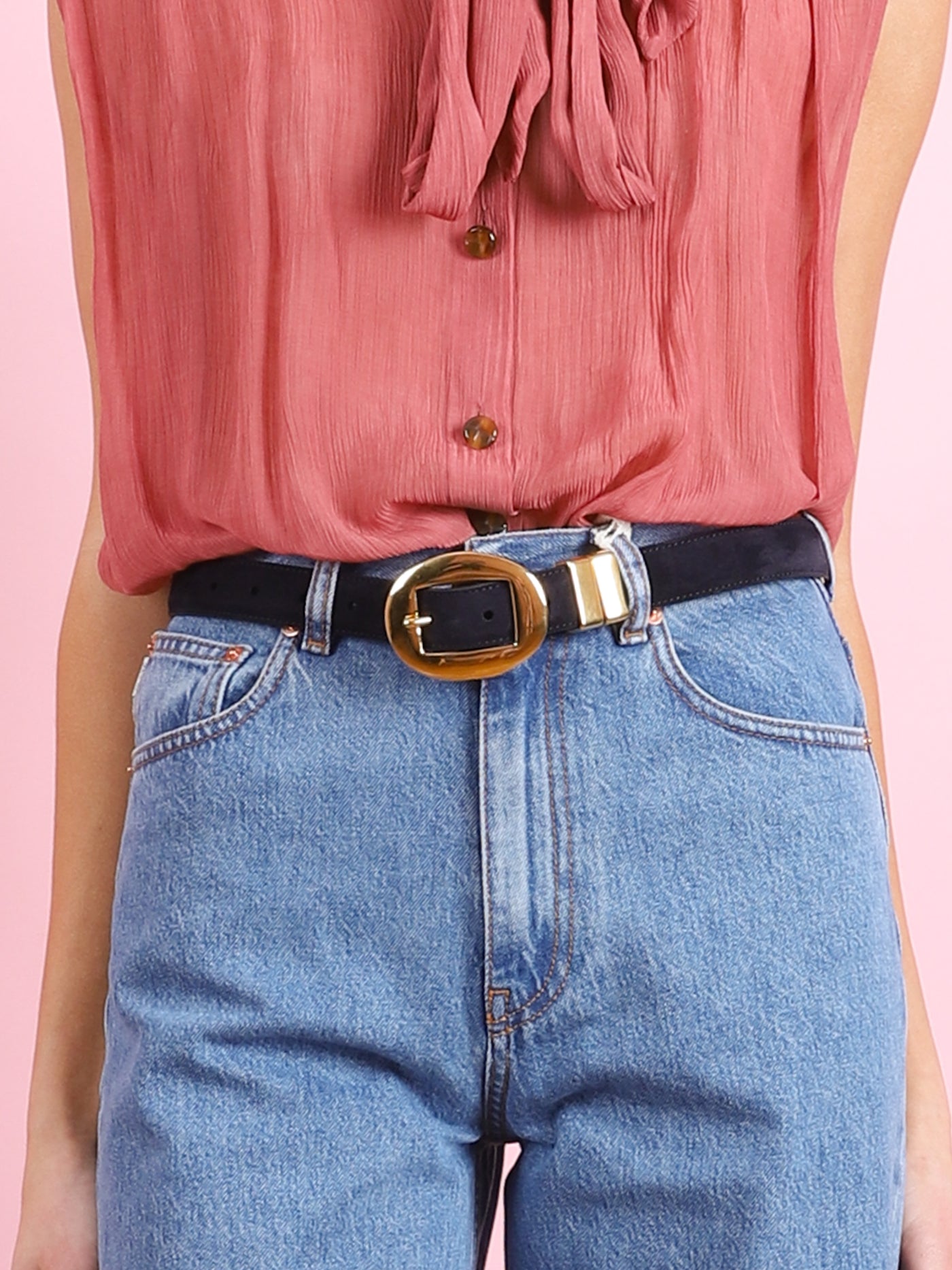 VINTAGE SUEDE BRASS BELT