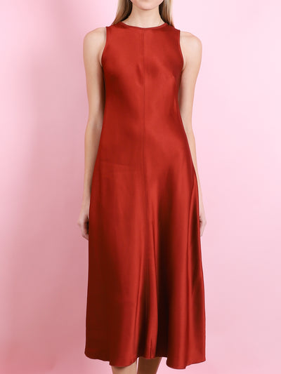 SATIN ROUNDNECK DRESS