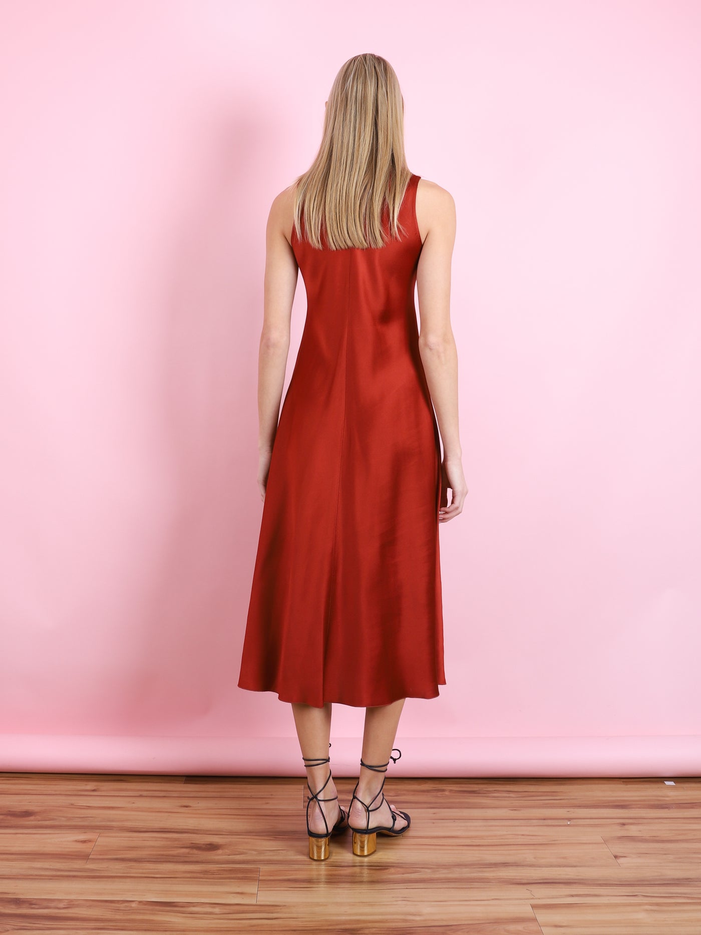 SATIN ROUNDNECK DRESS