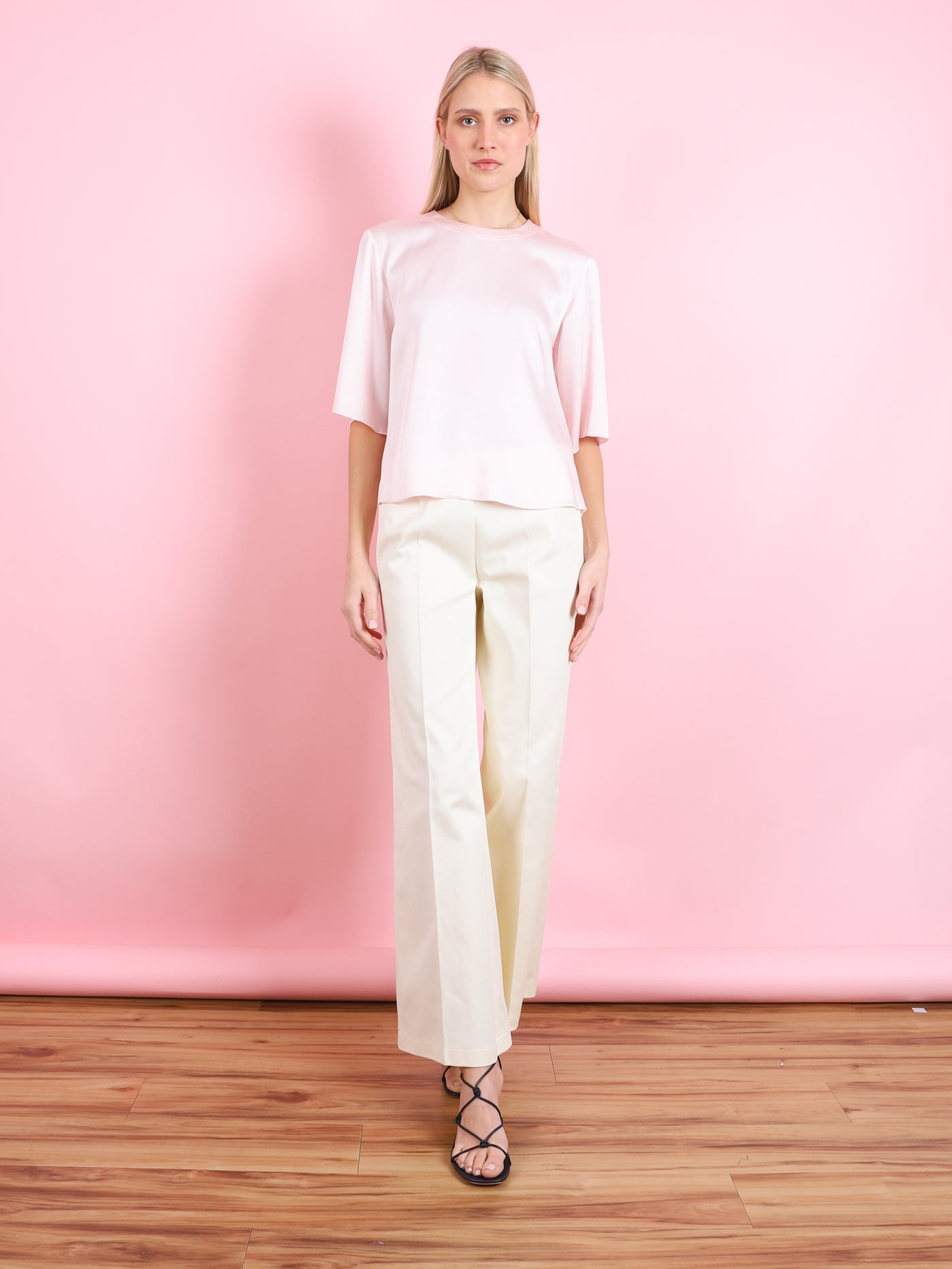 COTTON TWILL FLARED PANTS