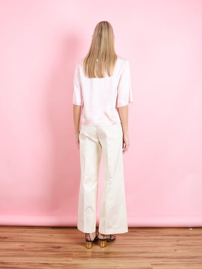 COTTON TWILL FLARED PANTS