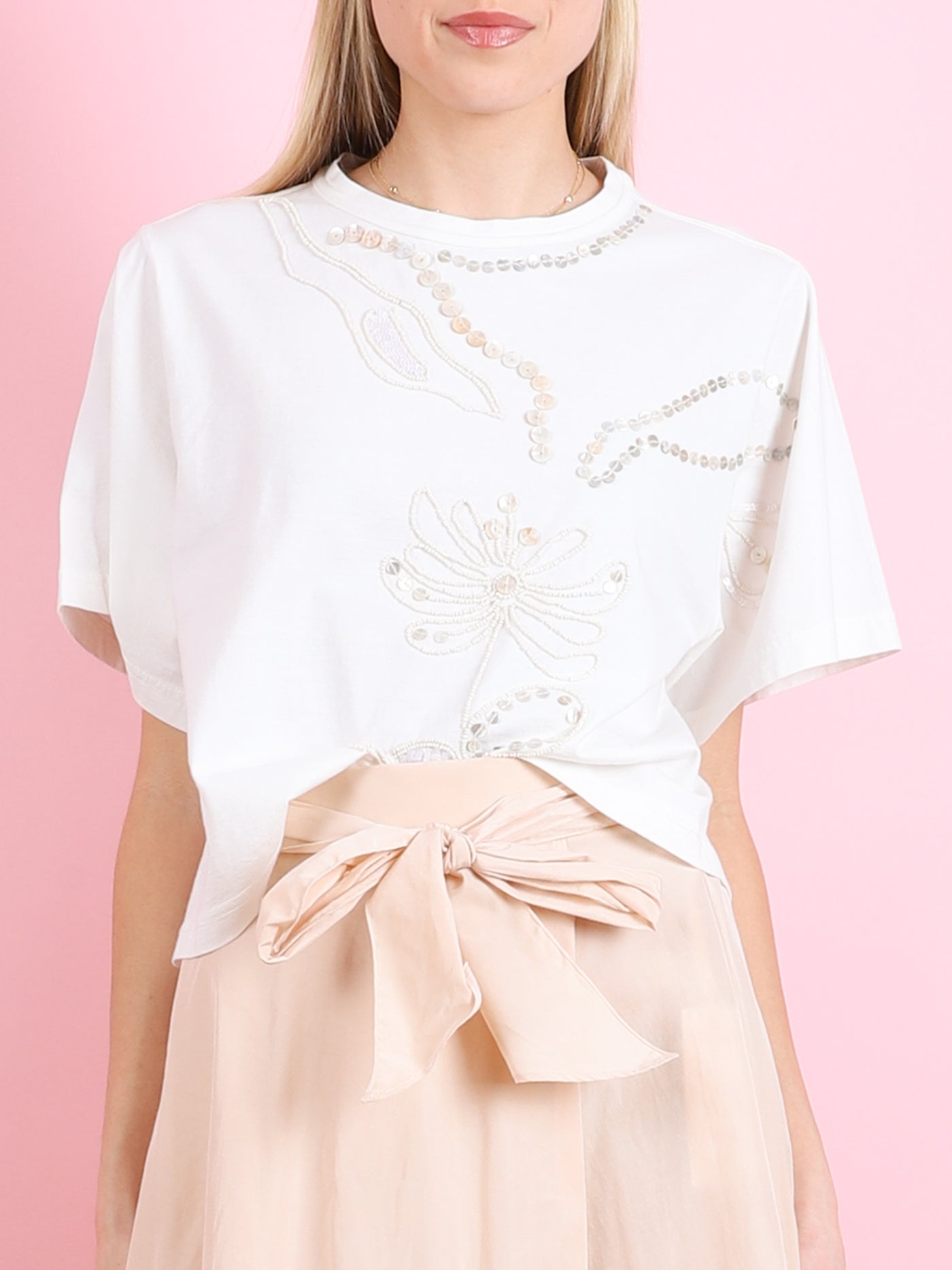 EMBELLISHED COTTON JERSEY T-SHIRT