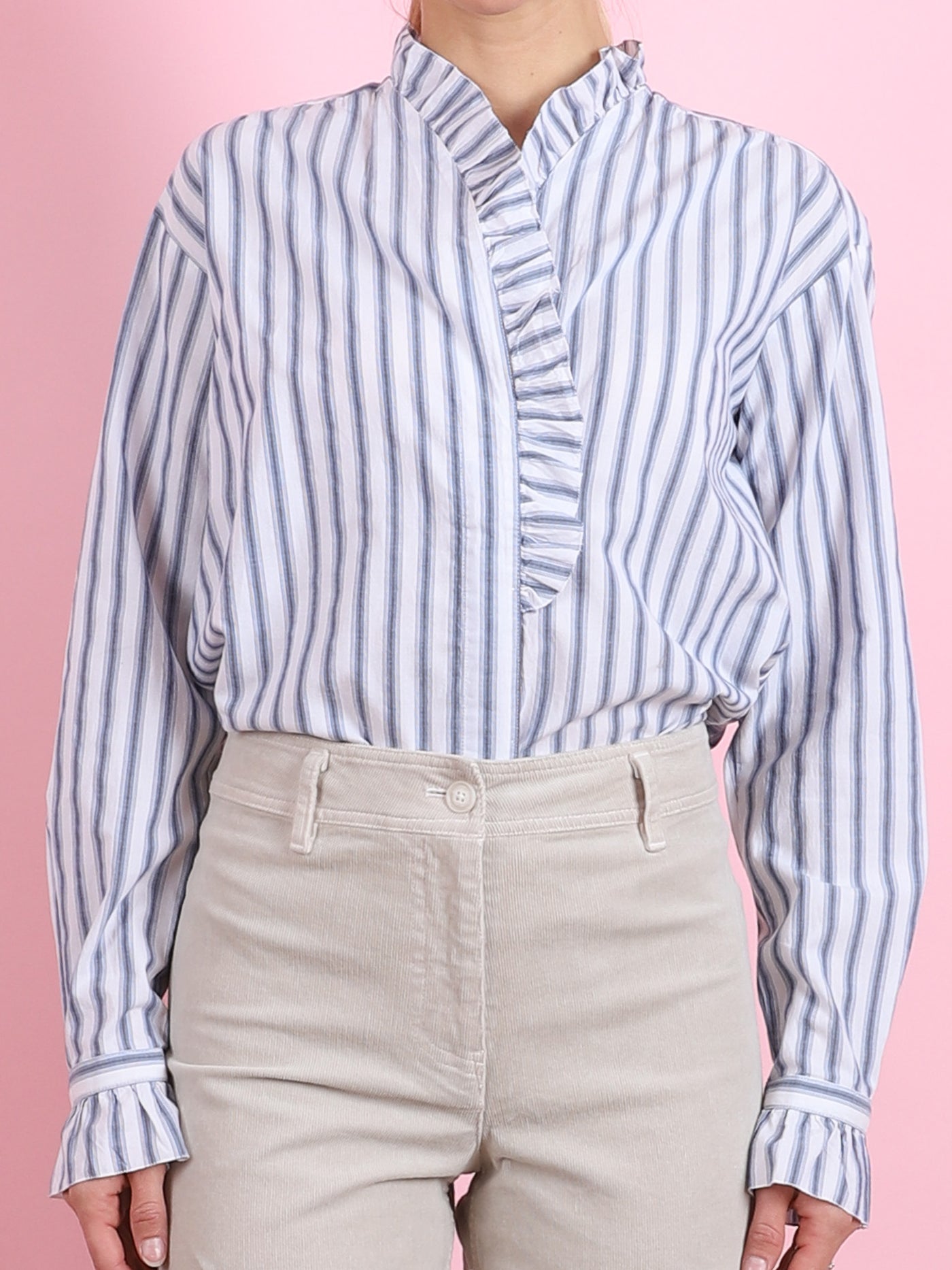 Carmela Stripe Ruffle Blouse