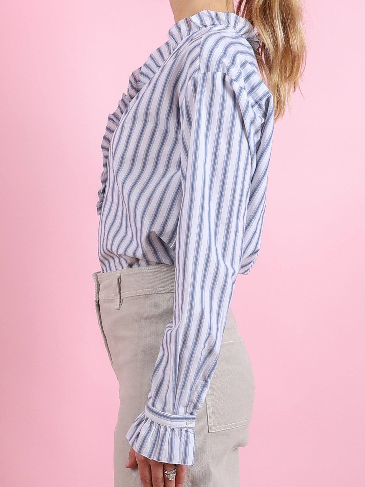 Carmela Stripe Ruffle Blouse