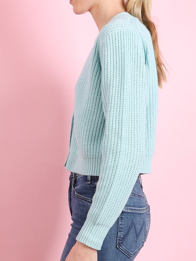 RIBBED CROP V CARDIGAN