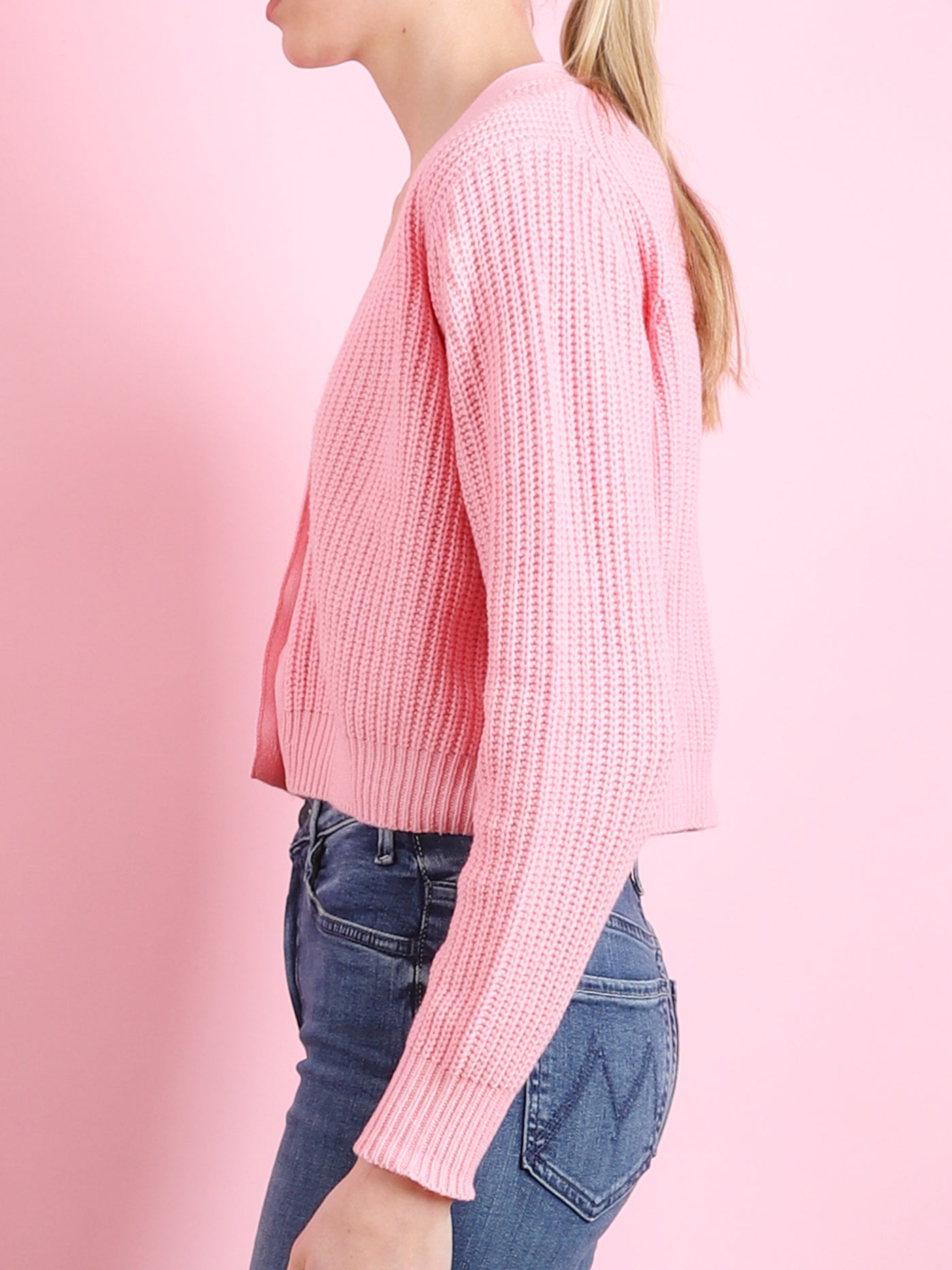 RIBBED CROP V CARDIGAN