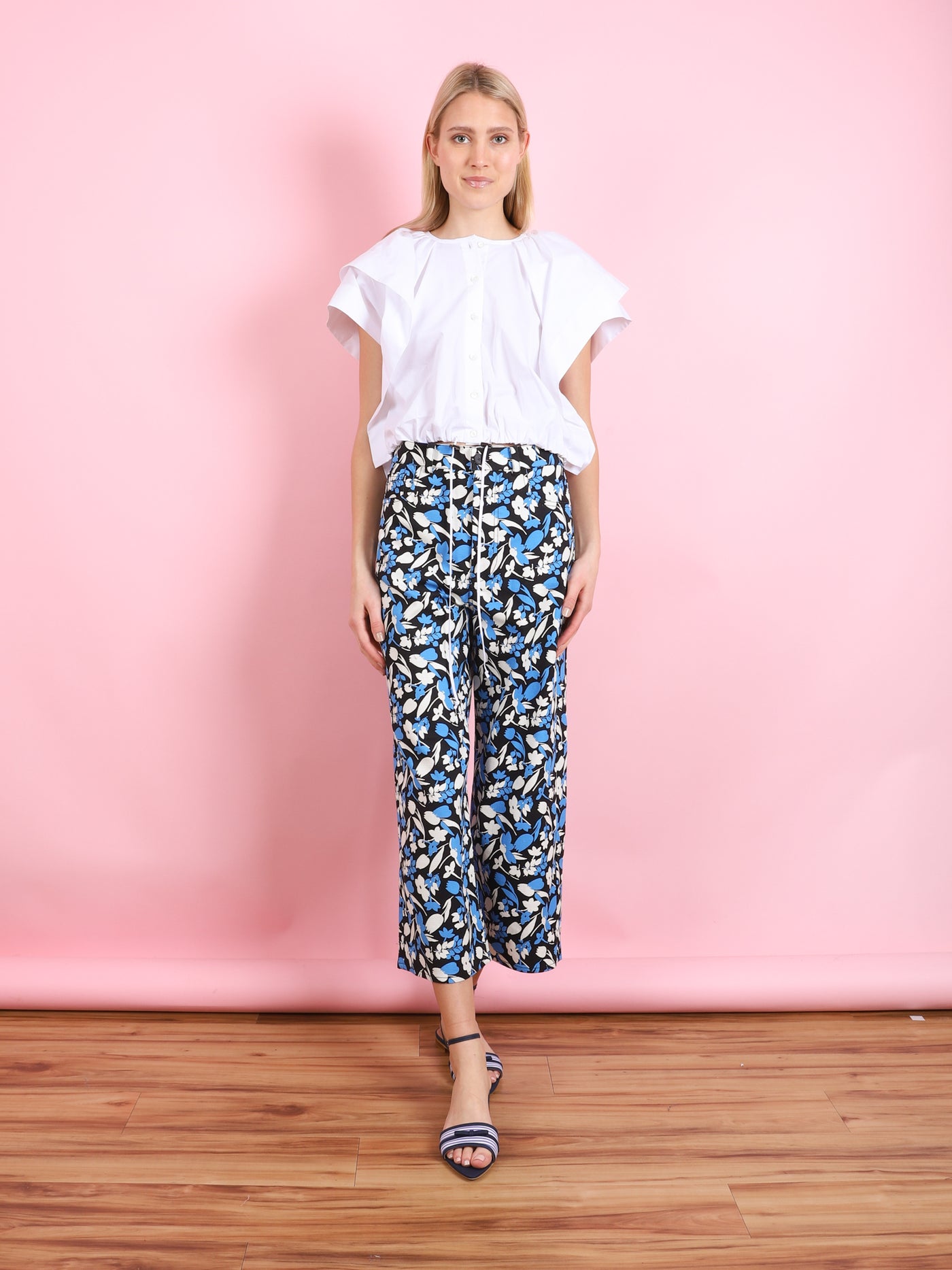 FLORAL WIDE LEG TROUSERS