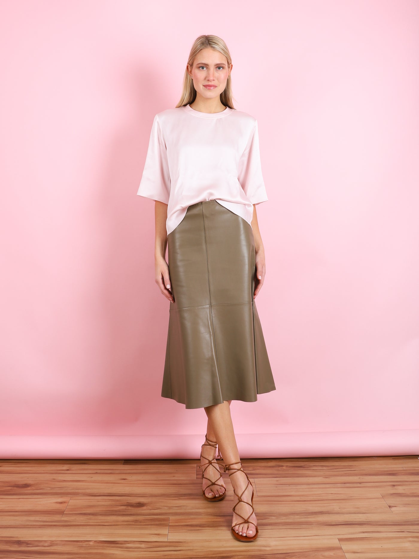 NAPPA LEATHER MIDI SKIRT