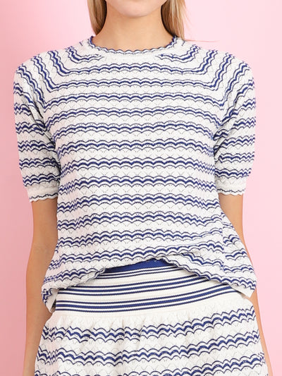 Pointelle Knit Elbow Top