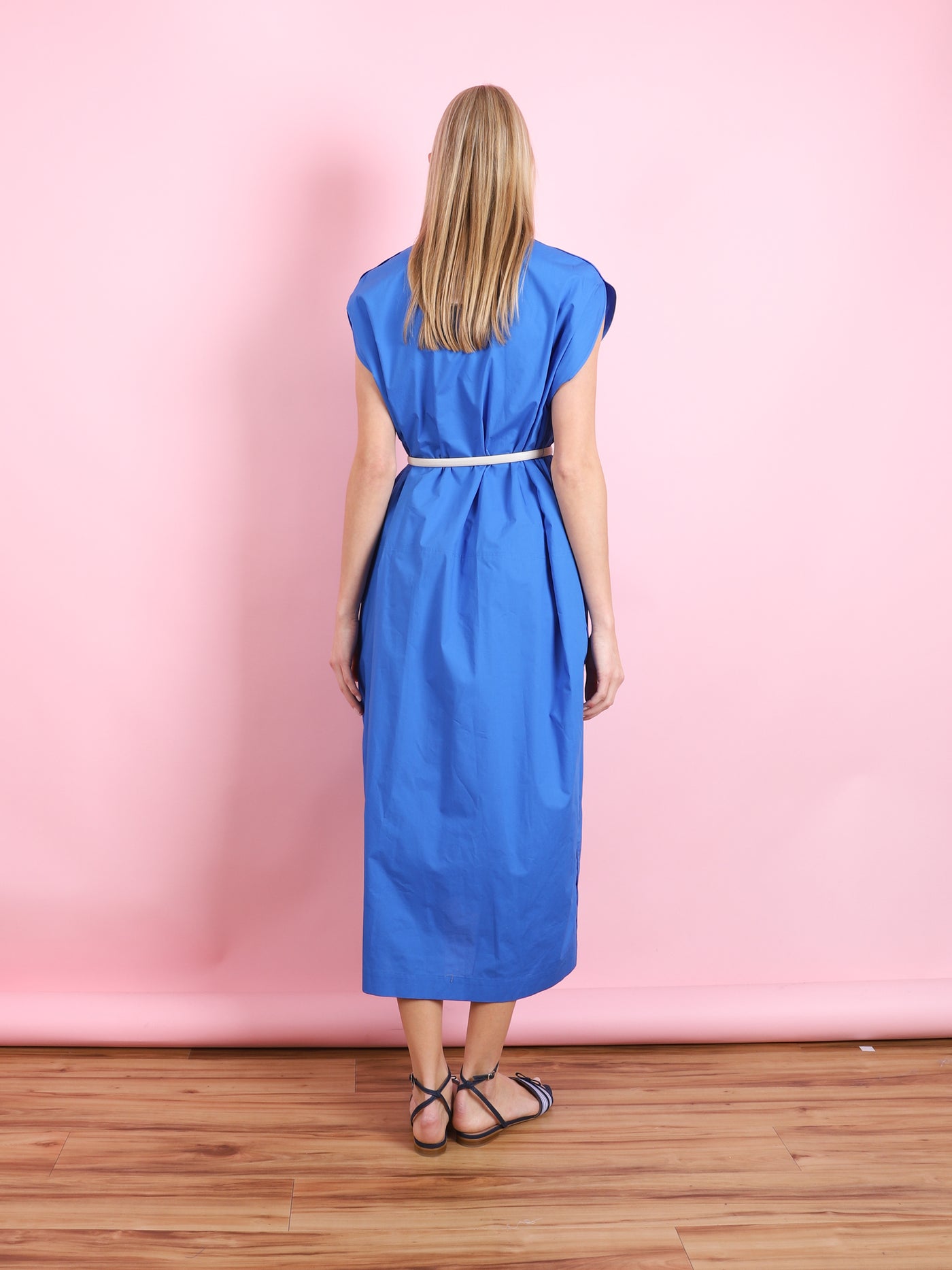 BLUE DRESS WITH BELT