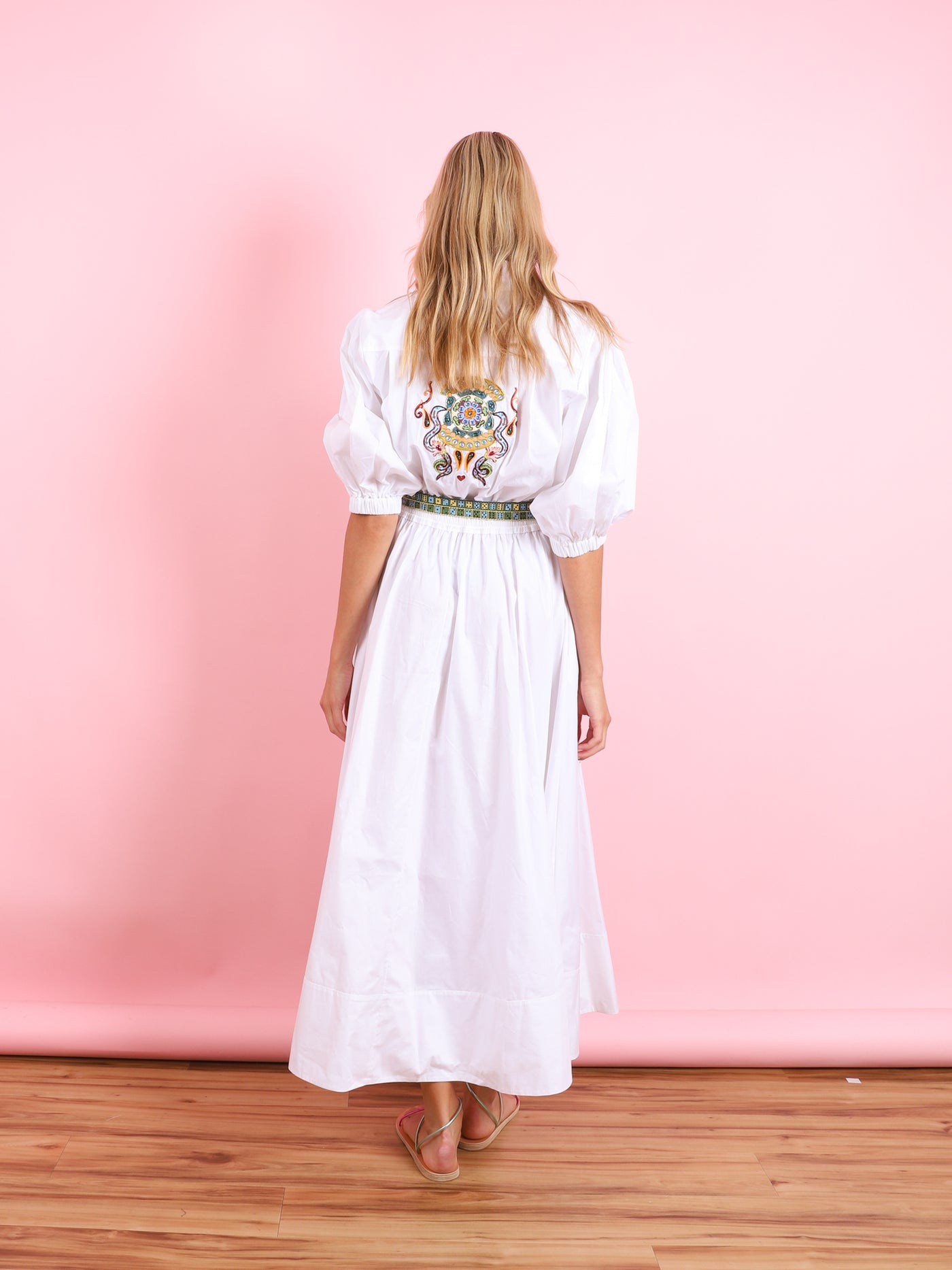 Strike Embroidered Midi Dress