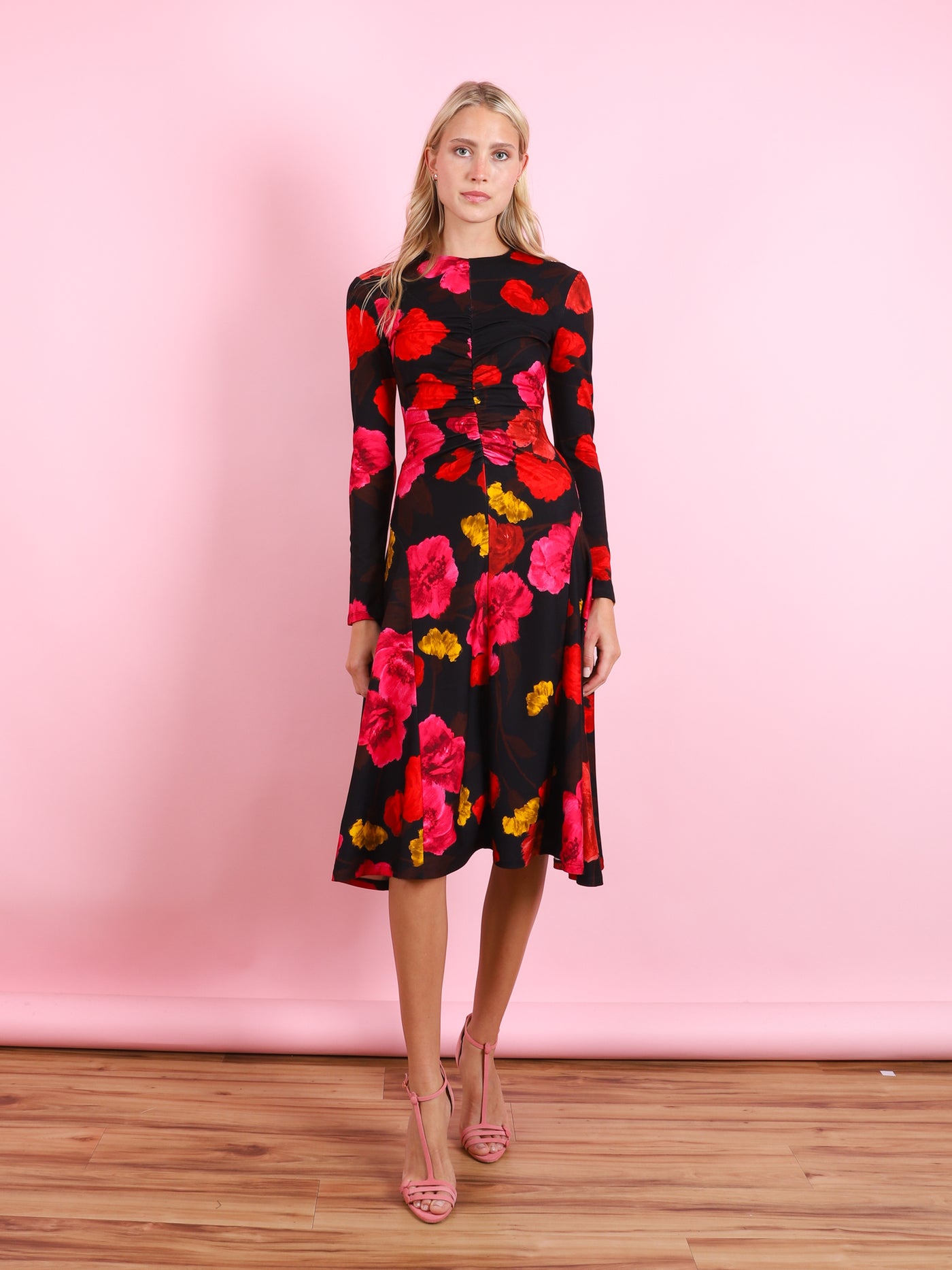 Floral Long Sleeve Midi Dress