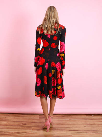 Floral Long Sleeve Midi Dress