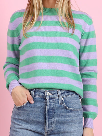 Striped Distressed Crew Sweater