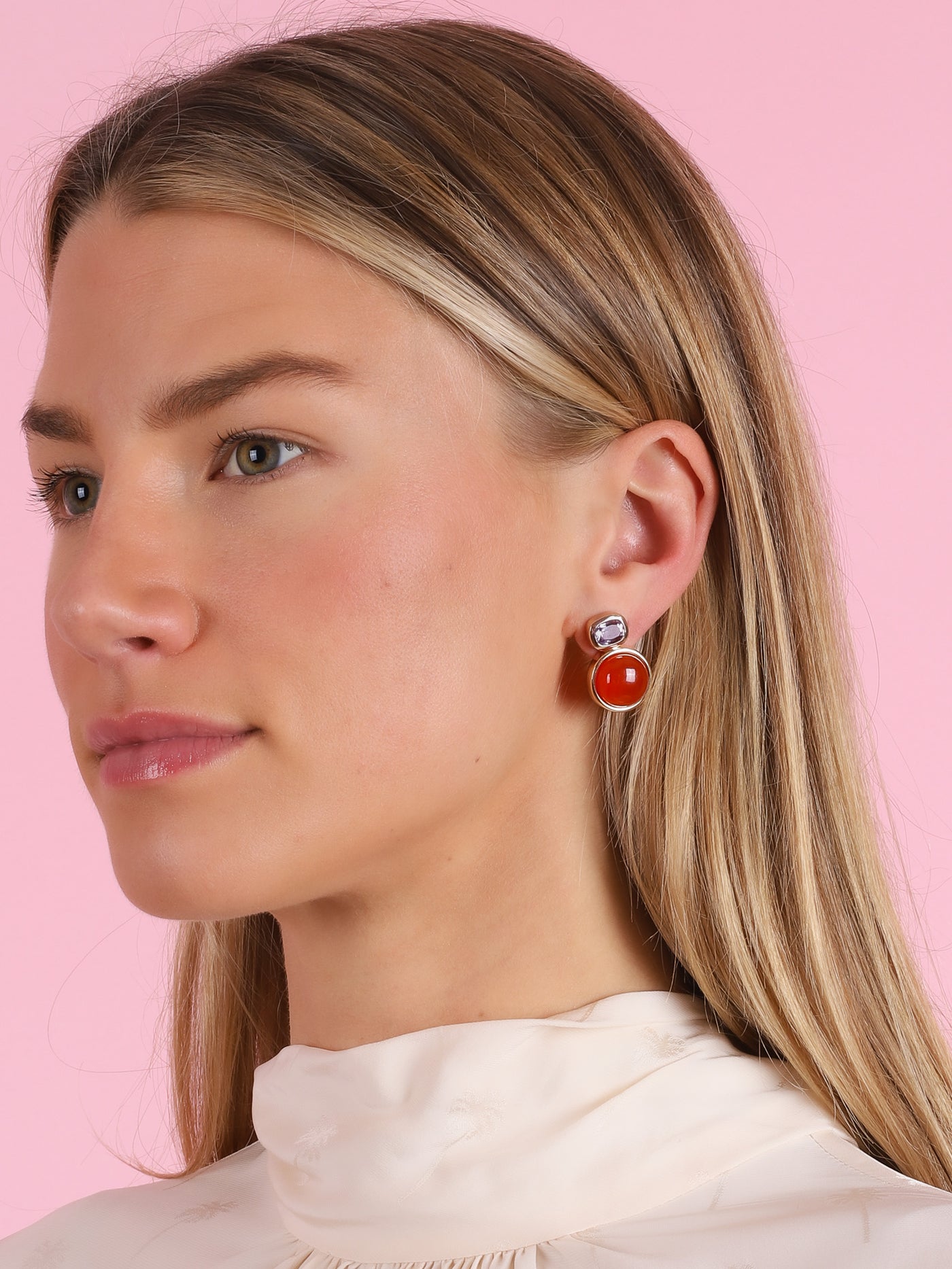 Opal Marker Earrings in Amethyst & Carnelian