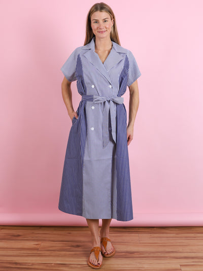 Anna Midi Short Sleeve Stripe Dress