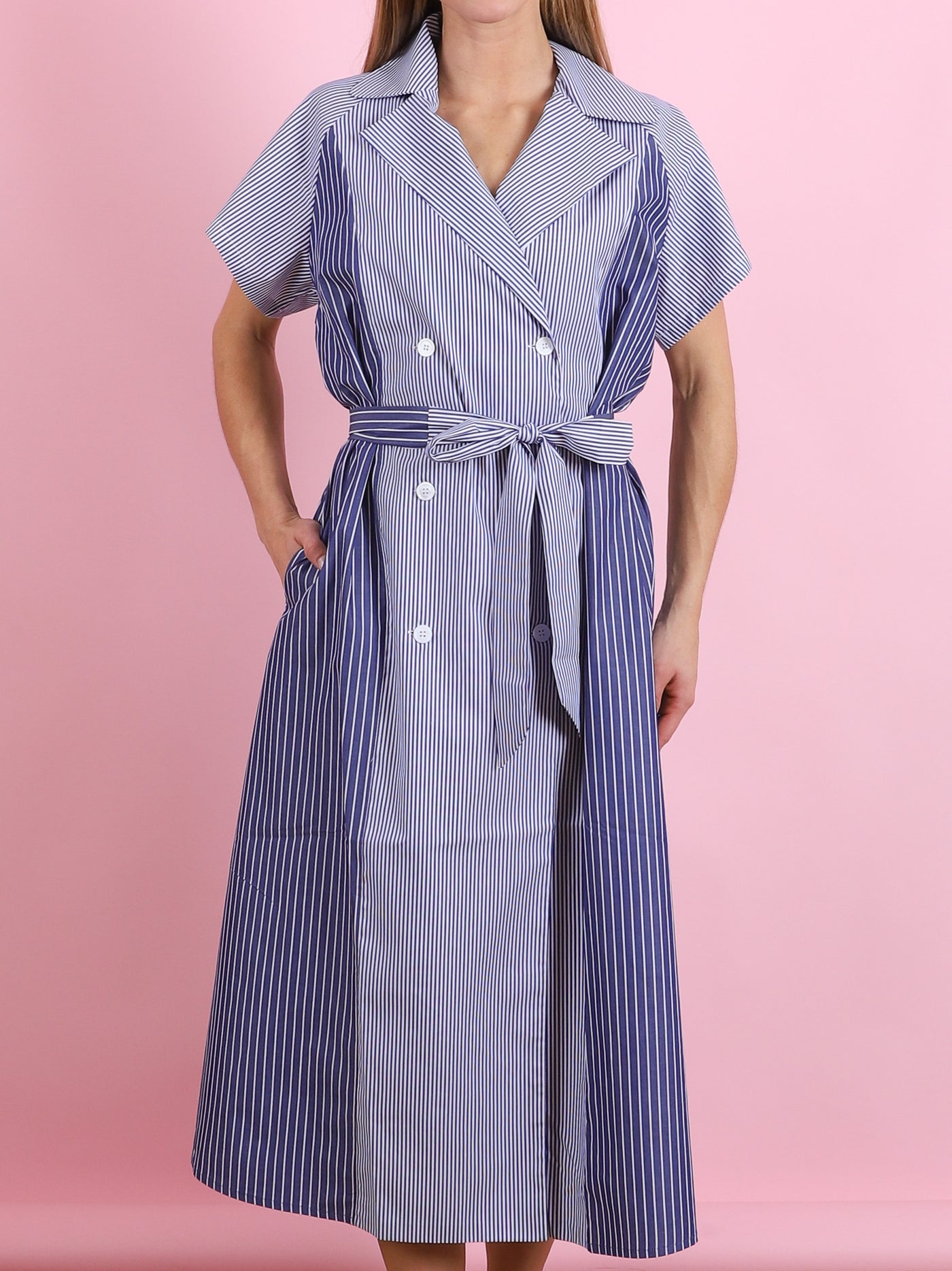 Anna Midi Short Sleeve Stripe Dress