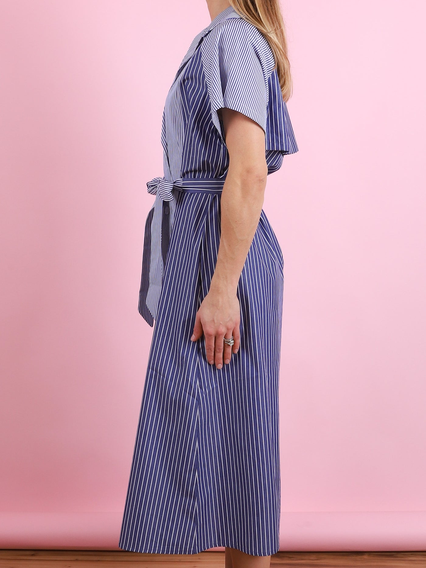 Anna Midi Short Sleeve Stripe Dress