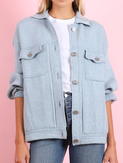 "Denim" Knit Oversized Jacket