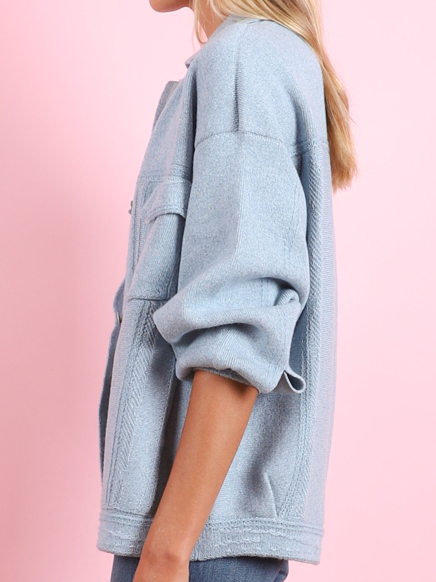 "Denim" Knit Oversized Jacket