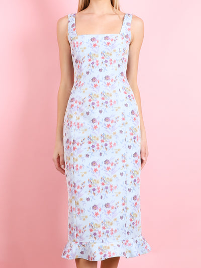 TABITHA BLUE AND PINK IKAT DRESS