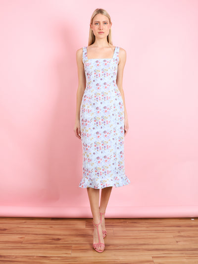 TABITHA BLUE AND PINK IKAT DRESS