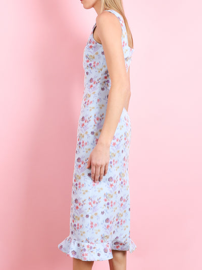 TABITHA BLUE AND PINK IKAT DRESS