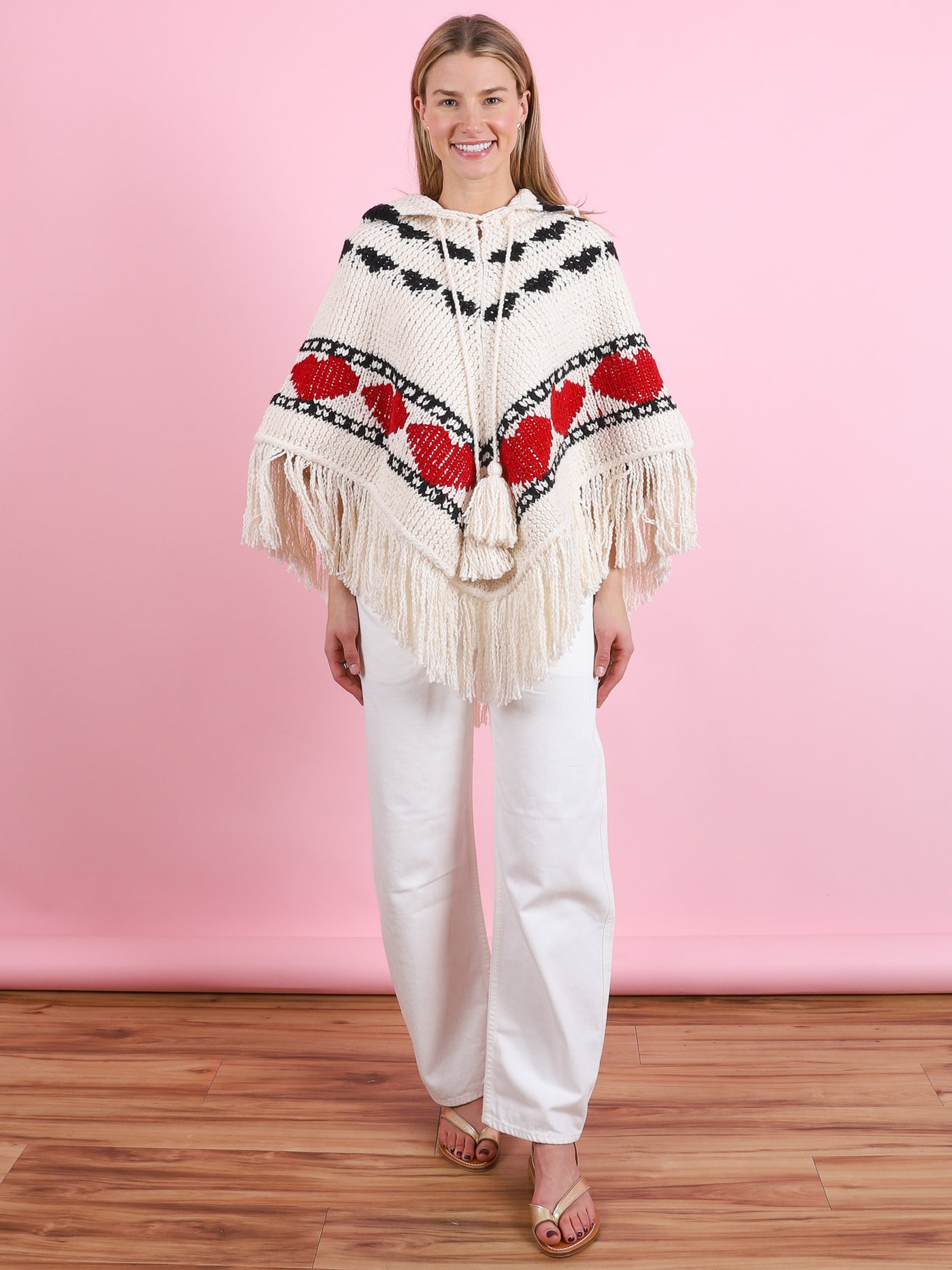 Faune Heart Knit Poncho