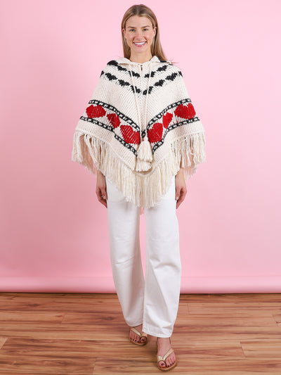 Faune Heart Knit Poncho