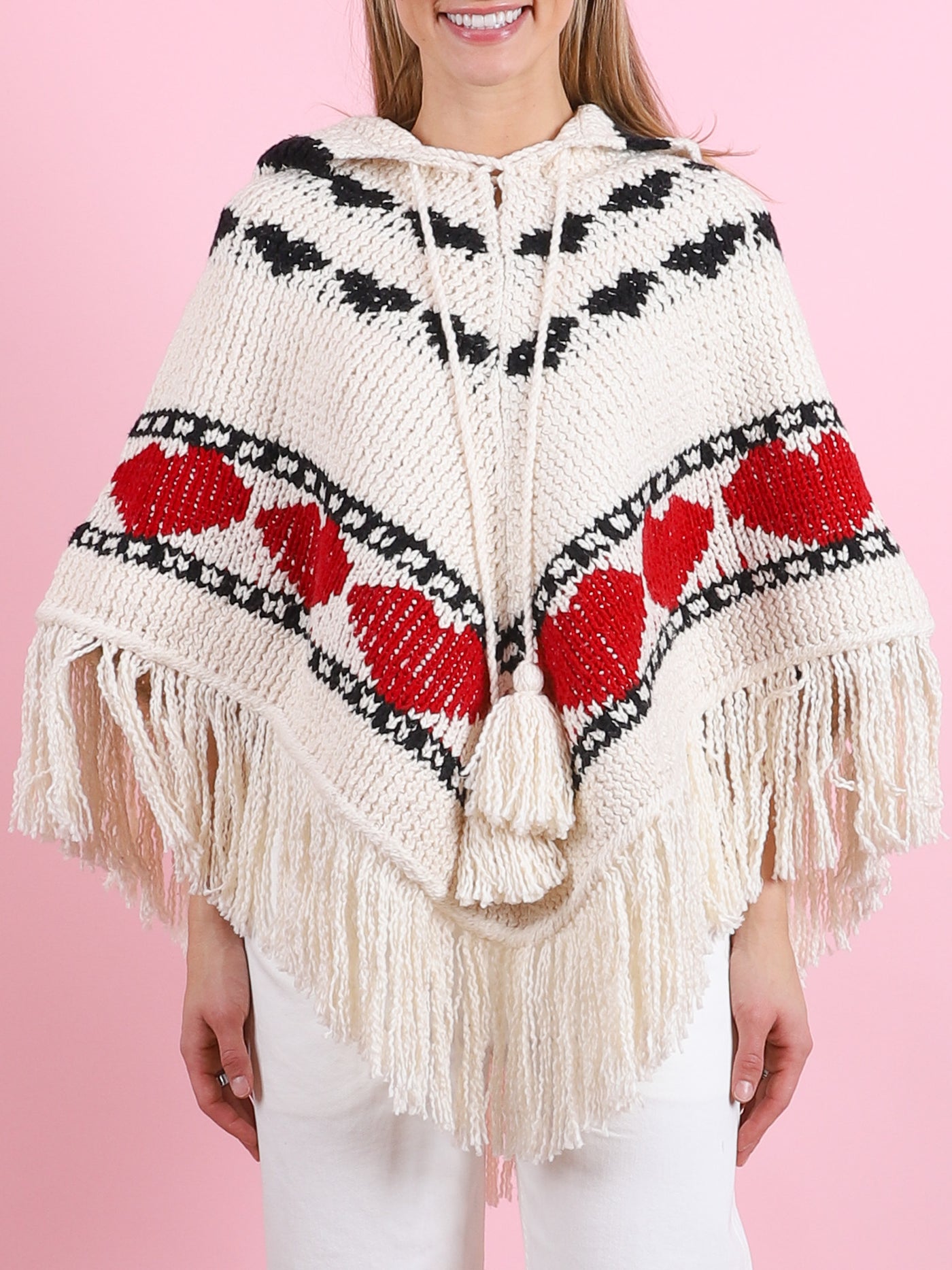 Faune Heart Knit Poncho