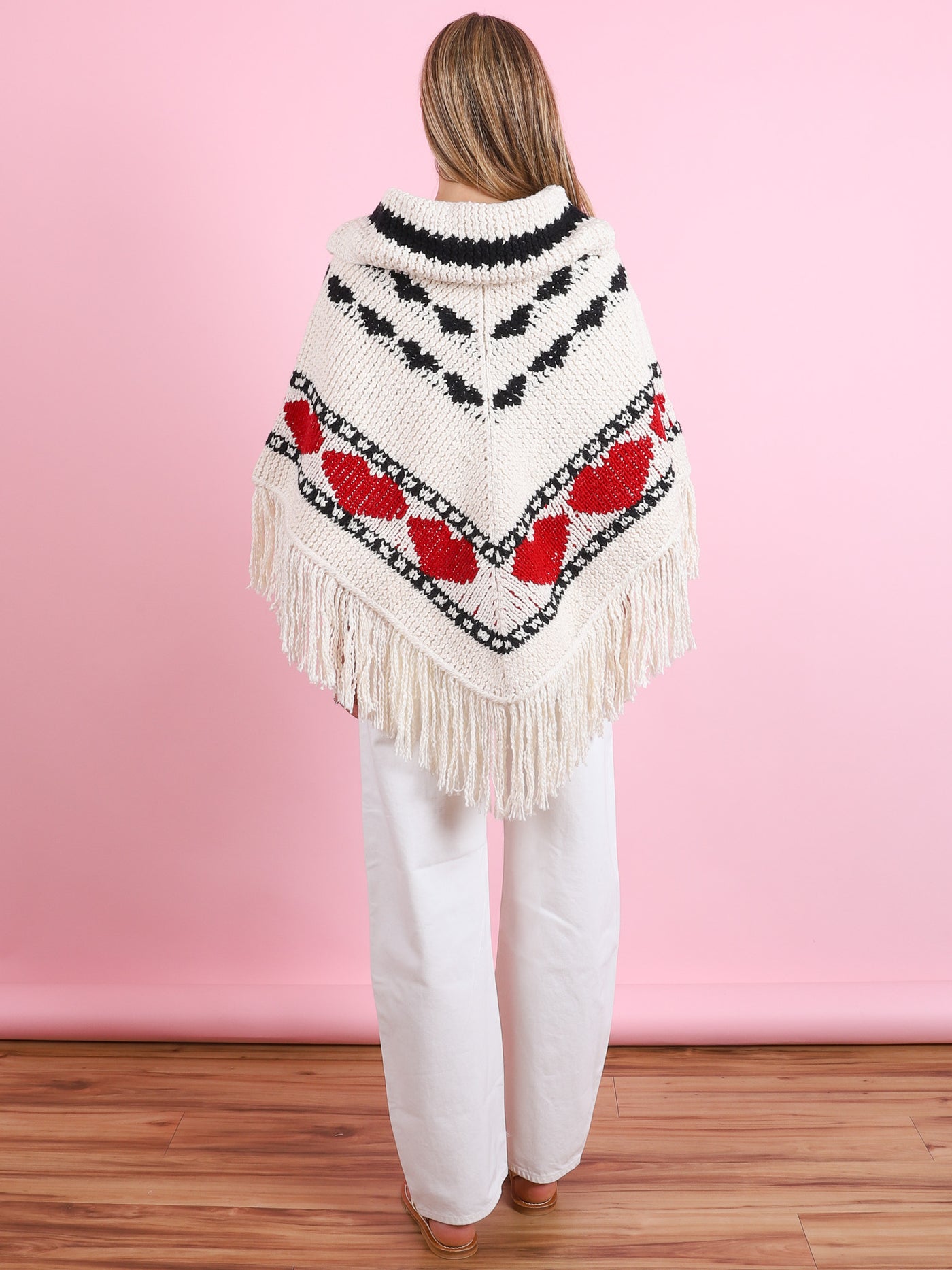 Faune Heart Knit Poncho