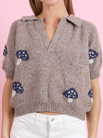 Lessi Mushroom Knit Top