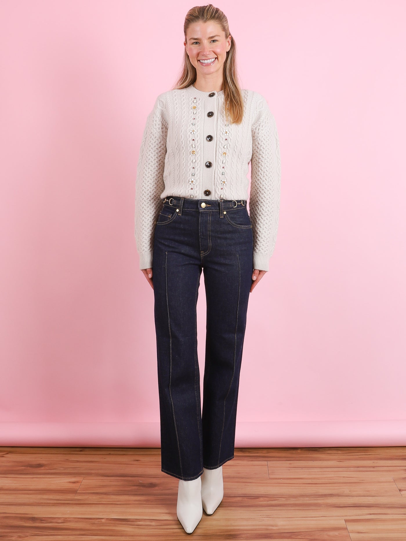 Agatha Straight Pintuck Jean