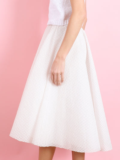 COTTON BLEND GRID SKIRT